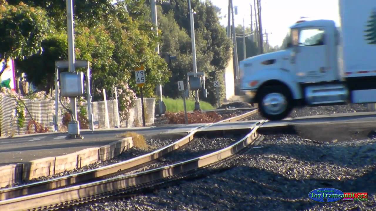 Fire Trucks Driving By The Train Tracks - YouTube