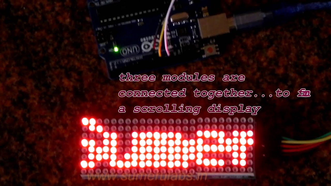 LED Matrix scrolling display using Arduino UNO - YouTube