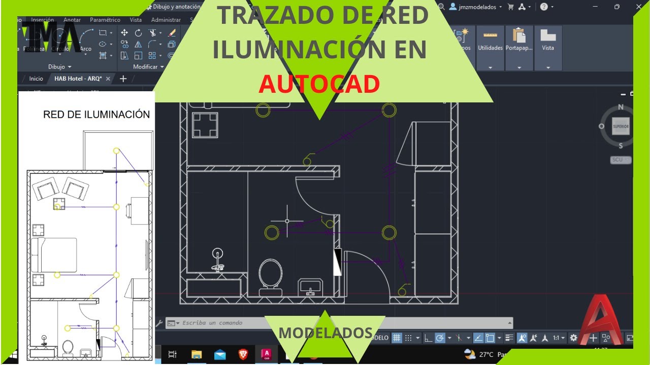 Red de iluminación AutoCAD-Trazado eléctrico en AutoCAD - YouTube
