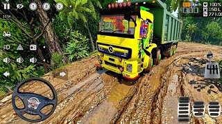 12 Wheeler Yellow Mercedes Truck Driving In Jungle Muddy Offroad | Bus Simulator Indonesia Mod  screenshot 1
