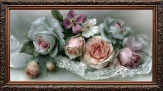 Charming Flowers Screensaver frame TV ART Oil Painting frame tv art | Frame TV ART | TV Screensaver