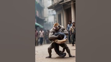 Jungle Clash: Monkey vs Python in a Tense Encounter #monkey #snake #epicwildlife #natureshowdown