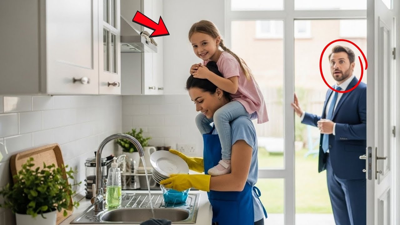 Miljonair komt vroeg thuis… en valt bijna flauw door wat hij ziet: de schoonmaakster