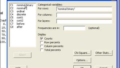 03 Numerical Summary of Nominal and Ordinal Variables in Minitab