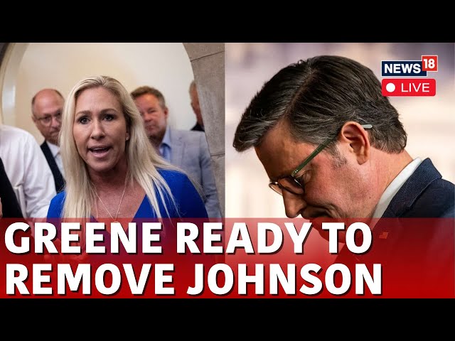 Speaker Johnson LIVE | GOP 'Rebels' Declares War On Johnson | Marjorie Greene Vs Johnson | N18L class=