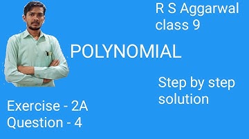 RS AGGARWAL Class 9 Exercise 2a | Question 4 | chapter 2 | Polynomials | R S Aggarwal | Simple maths