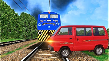 CRAZY VAN STRUCK LAZY LIGHT CELEBRATION WDP4D LOCO AT UNMANNED LEVEL COSSING IN INDIAN TRAIN GAME