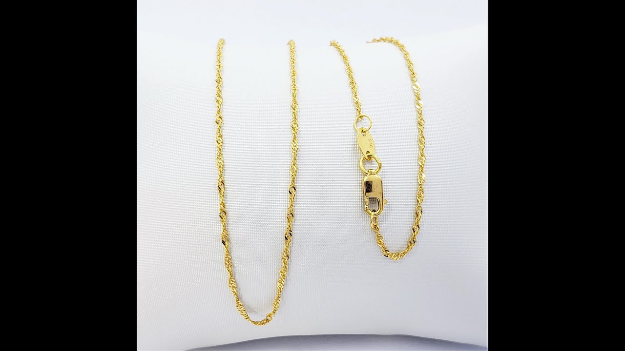 GOLDSHINE 22K Solid Yellow Gold Singapore Chain Necklace Genuine