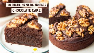 NO SUGAR, NO EGG, NO MAIDA CHOCOLATE CAKE | EGGLESS ATTA CHOCOLATE CAKE