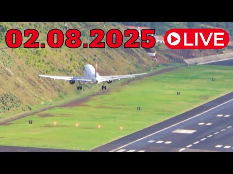LIVE BIG WINDY Action at Madeira Island Airport 02.08.2025