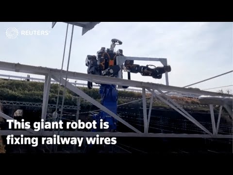 Japan's giant robot fixes railway wires