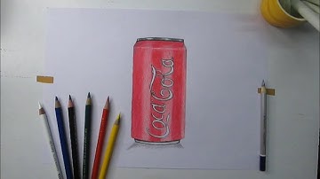 How to draw Realistic Coca-Cola can with only three colour pencils | #stepbystep #totorial #easy