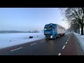 Slippery icesnow roads  a nice drive through the winter landscape from udenhout to loon op zand