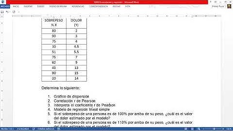 CORRELACIÓN DE PEARSON Y REGRESIÓN LINEAL EN EXCEL