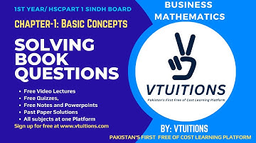 Q/A Solutions Chapter-01 Basic Concepts | Business Mathematics Class 11th | HSC Part 1 Sindh Board