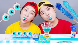 Mavi Gıda Gözküresi Jöle Akide Şekeri Mukbang Dona