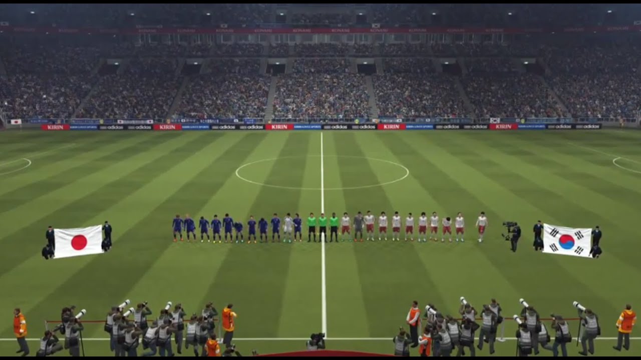 Soccer：Japan vs Koreaサッカー日本VS韓国 일본 vs한국 PS4 Winning Eleven 2015 アジアカップ