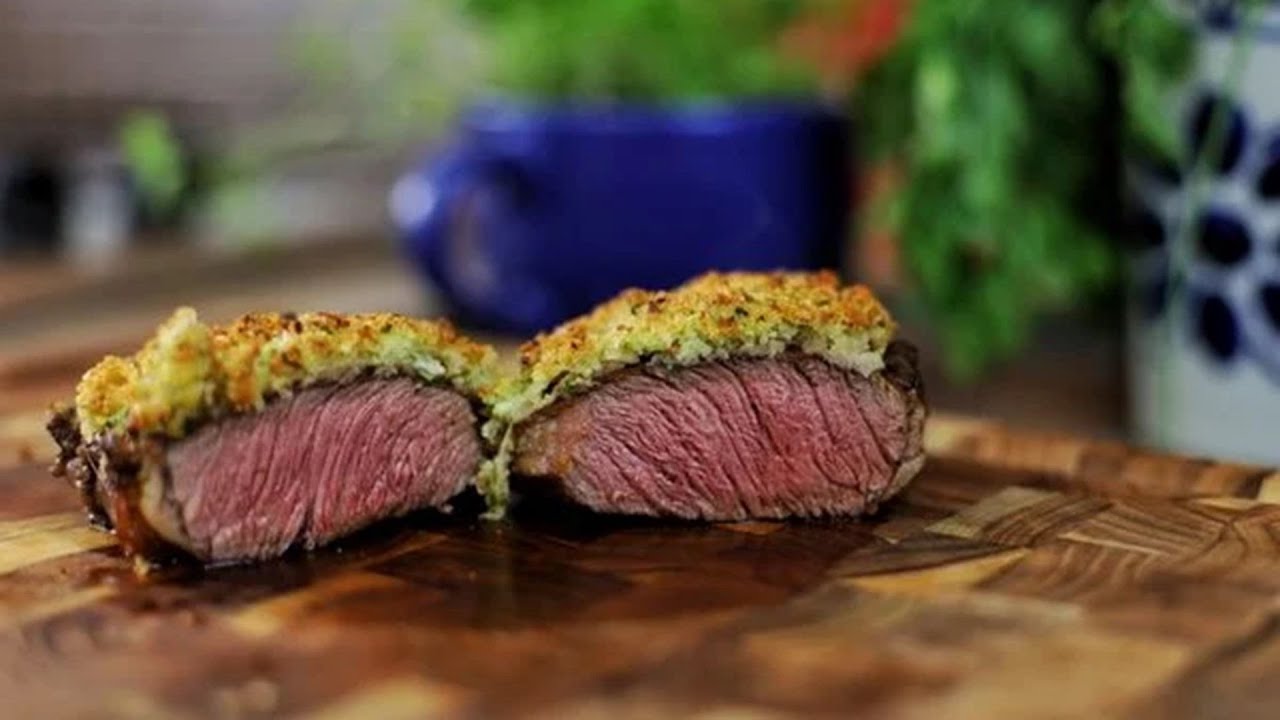Como fazer bife ancho com crosta de alho