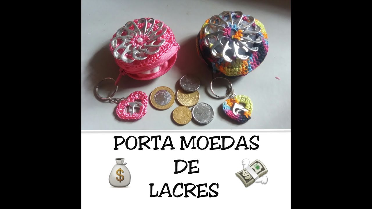 Porta moedas com lacres e crochê  #idéia3 lacres