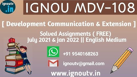 IGNOU MDV-108 Solved Assignment July 2021 & Jan 2022 [FREE] || IGNOU MADVS || IGNOU TV || IGNOU ||