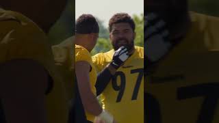 &quot;Stop messing with me just because I&#39;m on camera&quot; Alex Highsmith &amp; Cam Heyward mic&#39;d up #steelers