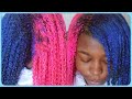 BLEACHING & SPLIT DYING my natural hair PINK & BLUE