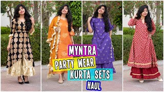 Myntra Party Wear Kurti Sets Haul(8 