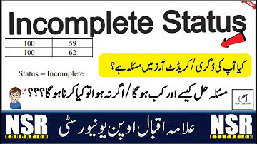 Incomplete Status in transcript|| AIOU || NSR Education