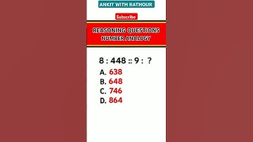 Analogy Questions 225 | Number Analogy | Reasoning Classes for SSC CGL Exam| Missing Number| #shorts