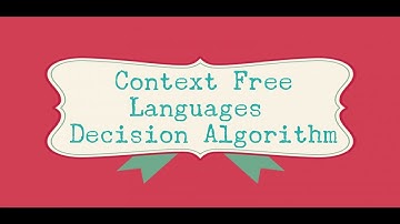 41  Context Free Languages Decision Algorithm TOC | Theory of Computation | Decision Algorithm