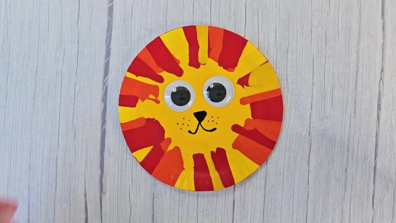 Spin Art Paper Plate Lion Craft for Kids