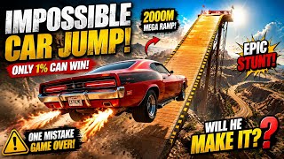 🚗🔥 Impossible Car Jump Challenge 😱 Will He Make It #CarStunt 