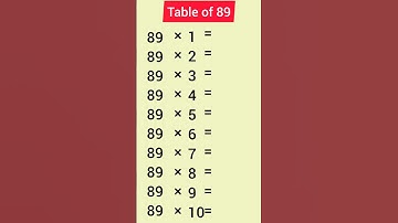 Table of 89 #shorts #education #subscribe #maths