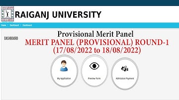 Raiganj University Admission 2022-2023 | Admission Payment | Provisional Merit Panel ROUND-1