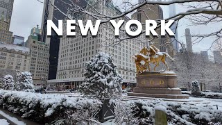 New York Winter Snow Walk [4K] Central Park