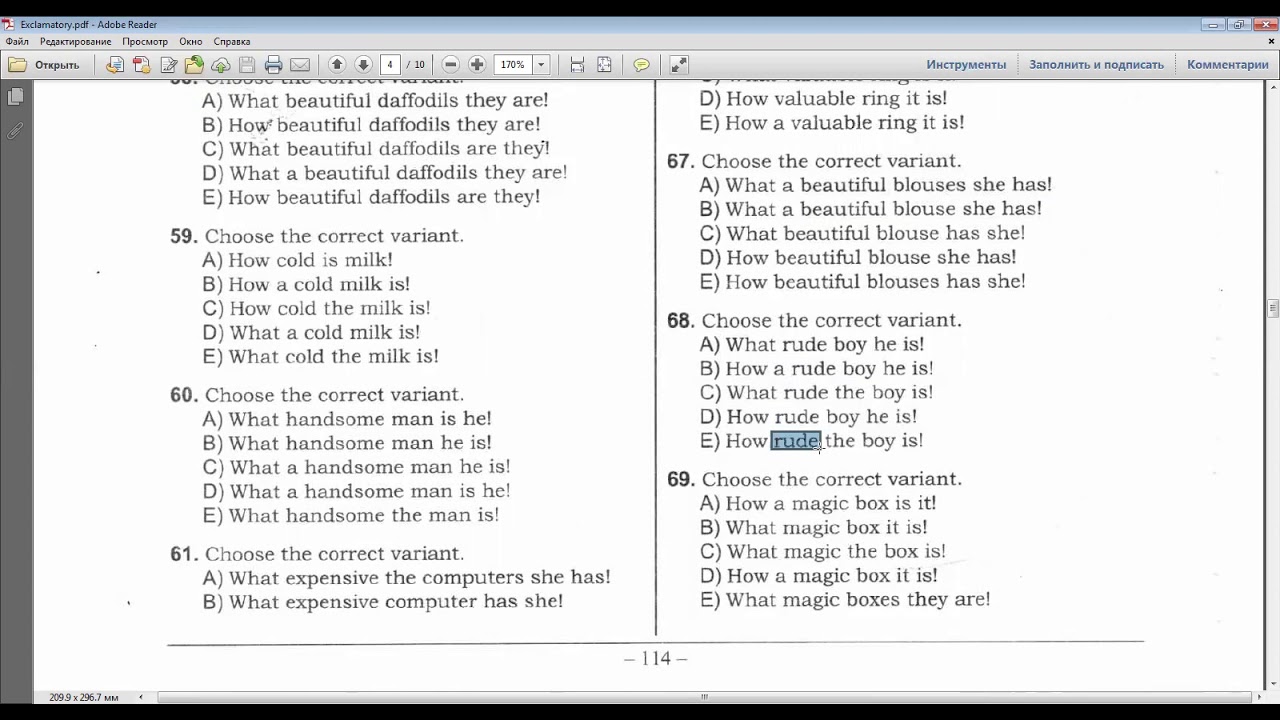 İngilis dili, Toplu 2, Exclamatory Sentences izah / Nida cümlələri izah (53-124 tests)
