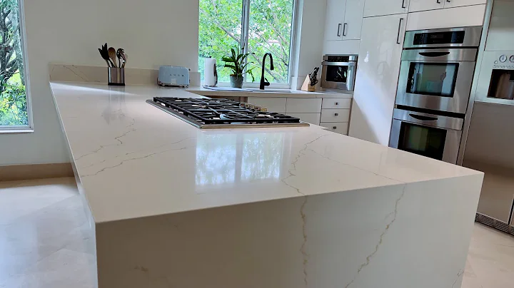 Countertops Calacatta Gold Quartz kitchen design 2022  , Custom Cabinets White