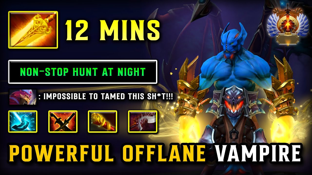 POWERFUL OFFLANE Night Stalker | 12Mins Radiance Burn DPS Item | non-stop Hunt At Night Time DOTA 2