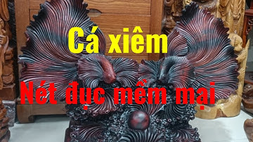 Mẫu tượng được rất nhiều người yêu thích. Tượng cá xiêm gỗ trắc đỏ đen.