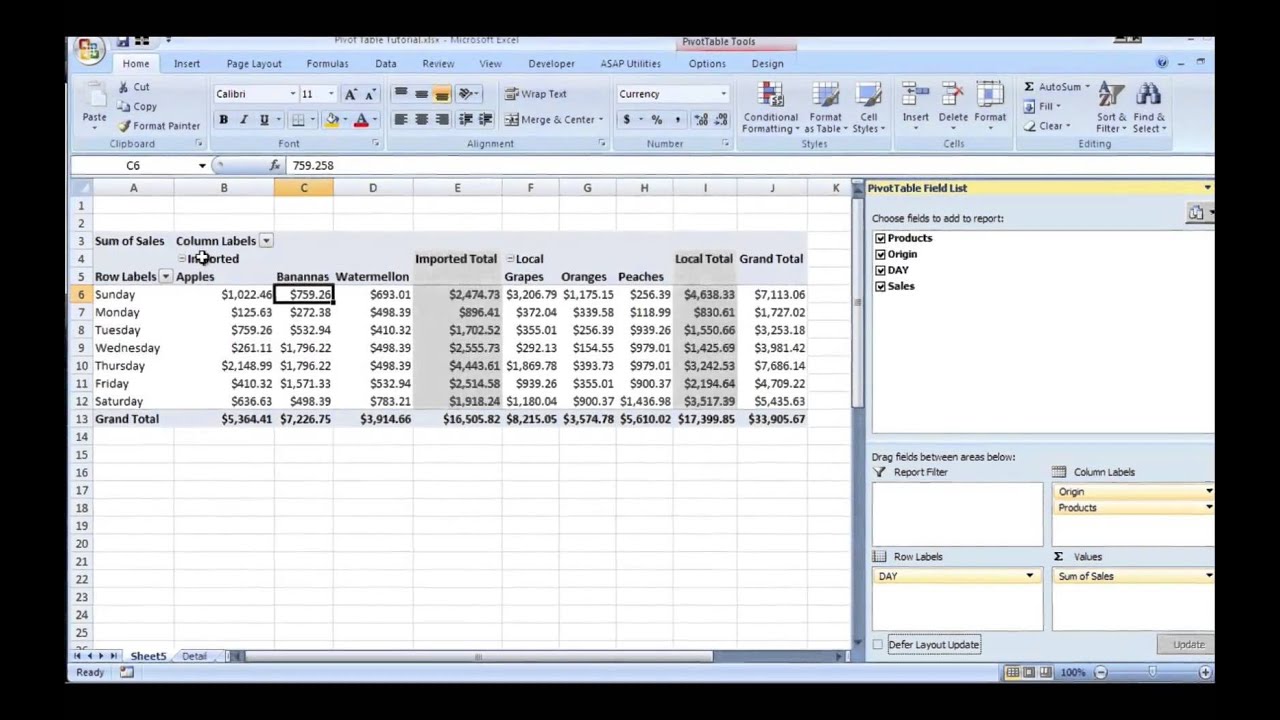 creating pivot charts in excel