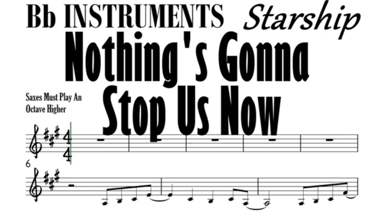 NOTHING'S GONNA STOP US NOW G Bb Instruments Sheet Music Backing Track