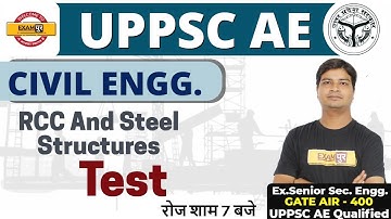 UPPSC AE | CIVIL ENGG. | By Jitendra Sir |RCC And Steel Structures || TEST