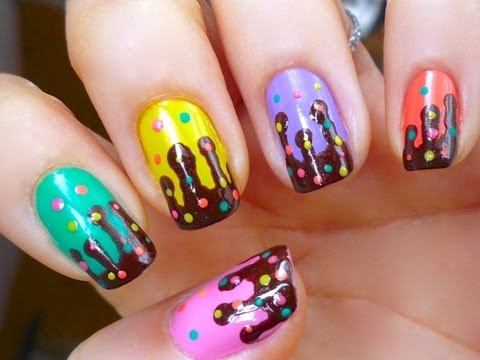 Unhas Decoradas - Chocolate Derretido - Nail Art