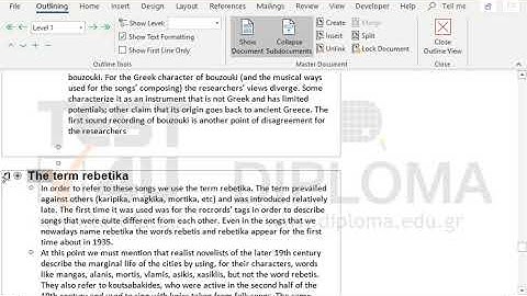 Unlink the subdocument rebetiko4.docx from the master document.