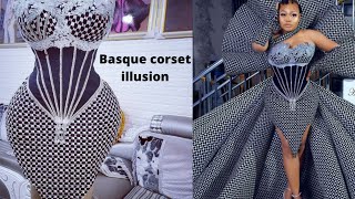 Basque corset illusion tutorial @abujatailor#corset #basquecorset  #corsetillusion#lace 