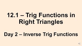 Alg 2: 12.1 Day 2 - Trig Functions