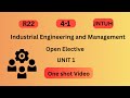IEM Unit 1| R22| JNTUH | Open Elective| Mechanical Engineering Syllabus