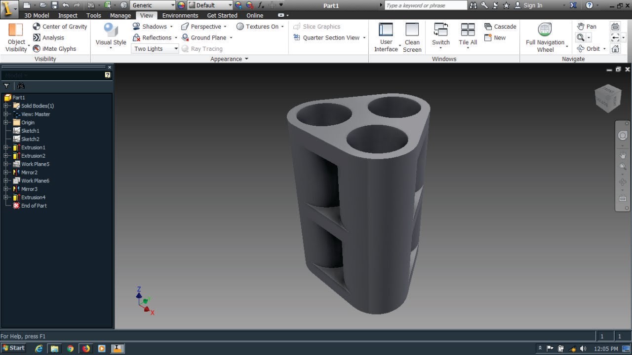 Autodesk Inventor Tutorials For Beginner Part 1 Only With Extrude Solid Tool