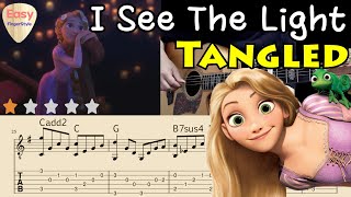 「класс акустической гитары」💗 I See The Light - Tangled 💗Rapunzel - Fingerstyle Guitar Tutorial -Tabs