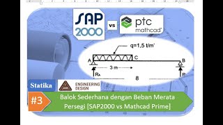 Statika #3 Balok Sederhana dengan Beban Merata Persegi [SAP2000 vs Mathcad Prime]